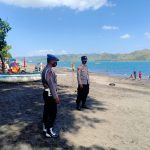 Terpantau Sepi, Patroli Dialogis Polsek Lembar di Tempat Wisata Pantai Cemare Fokuskan Himbauan Prokes