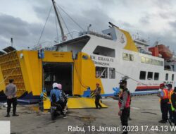 Kedatangan KM Kirana VII, Polsek Kawasan Pelabuhan Lembar Lakukan Pegamanan