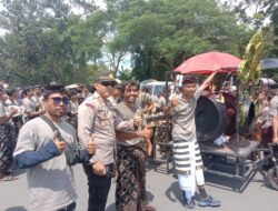 Rangkaian Kegiatan Brata Penyepian, Polsek Gerung Lakukan Pengamanan Pawai Ogoh-ogoh