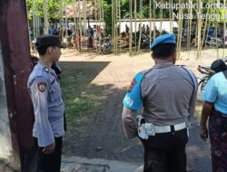 Polsek Kuripan Lakukan Patroli dan Pengamanan Keagamaan Umat Hindu Aci Aci di Dusun Pelabu Desa Kuripan Selatan
