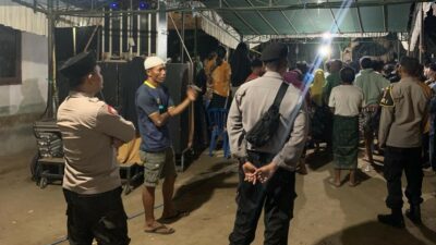 Patroli Rutin Polsek Gerung, Amankan Hiburan Masyarakat Orgen Tunggal di Desa Sukamakmur