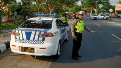Satgas Kamseltibcar Lantas Polres Lombok Barat Gelar Patroli Pengamanan Pemilu 2024