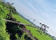 Tiang Listrik Tumbang di Gapuk, Lombok Barat, Akibat Pelebaran Parit Irigasi dan Hujan Lebat